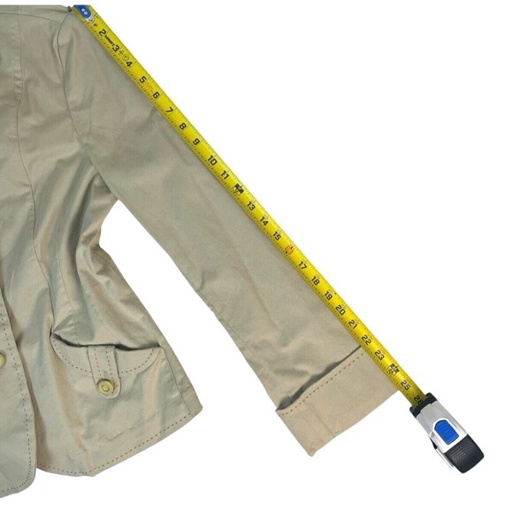 Anthropologie Tape Measure Topstitch Blazer Jacket Khaki Wide Cuff Tailored 12 - Picture 10 of 16